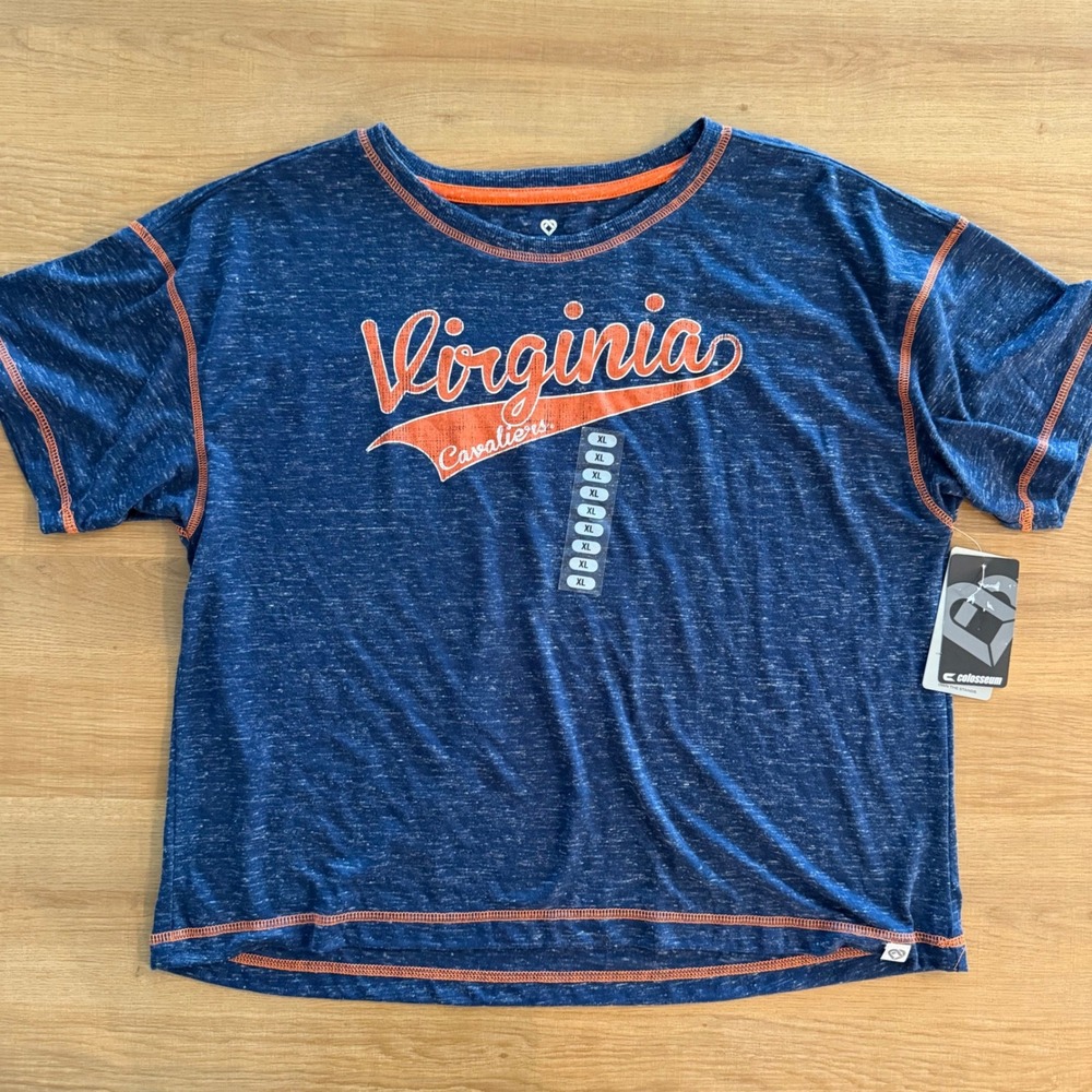 Colosseum Virginia Cavaliers Womens XL Navy Blue Orange T-Shirt NEW